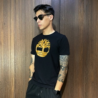 美國百分百【全新真品】Timberland 短袖 棉質 休閒 T恤 TIM 上衣 logo 短T 黑色 青年版 CL98