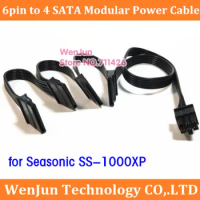 High Quality NEW PCI-E 6pin male 1 to 4 SATA 15pin modular power supply cable for Seasonic SS-1000XP