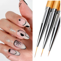 3pcs French Stripe Nail Art Liner Brush Set 3D Tips Liner DIY Drawing Pen Uv Gel Brushes Painting Pen Manicure Tools Salon