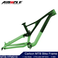 Airwolf 29 Full Suspension MTB Frame Boost XC Trail Bike Carbon Frame with Thru Axle 148*12MM 3.0 Max Tire Mountain Bike Frame