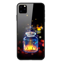 For Apple iPhone 11 Pro Phone Case Tempered Glass Back Cover With Black Silicone Bumper Series 1