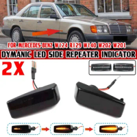 2X LED Dynamic Side Maker Repeater Lights Turn Signal Lamp for Mercedes Benz C E S SL CLASS W201 190 W202 W124 W140 R129