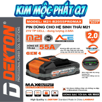 Dekton ACE SERIES THẾ HỆ MỚI M21-B2055PROMAX 21V 2.0Ah 5 Cell TP Dòng Xả 55A