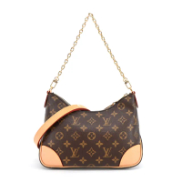 【Louis Vuitton 路易威登】M45832 Boulogne經典 Monogram帆布牛角肩背/斜背包(米色)