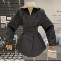 Korean Fashion Design black long sleeved Blazer for women autumn winter office ladies suit jacket coats Female Blazers Y4864