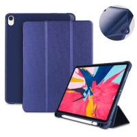 Magnetic Funda For iPad Pro 11 2018 Case With Pencil Holder Smart PU Leather Trifold Stand+soft Back Cover For iPad pro 11"+pen