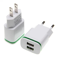 100pcs/lot Universal 5V 2A LED Dual USB Wall Charger Home Travel Adapter Charging EU US Plug for Iphone Samsung Xiaomi Huawei