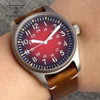 Tandorio Titanium 39mm Pilot 20Bar Dive Men's Automatic Watch Sapphire Crystal Light Weight Luminous Wristwatch Gradient Color