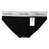 【Calvin Klein 凱文克萊】CK經典LOGO寬腰帶棉質BIKINI三角女內褲(銀黑)