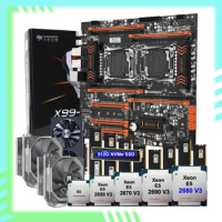 HUANANZHI X99-F8D Dual CPU Motherboard 512G M.2 SSD 2 CPU Xeon 2680 V3 CPU Coolers 128G RAM DDR4 2400 Video Card RX6700XT 12G