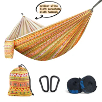Portable Outdoor Garden Hammocks Quick Open Parachute Cloth Double Travel Camping Sleeping Hanging Hammock Swing Nature Hike