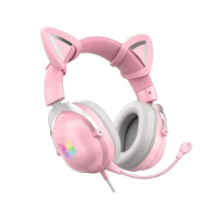Onikuma RGB Gaming Headset with mic 頭戴式電競耳機 貓耳朵 (可拆卸) X11