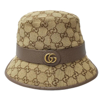 【GUCCI 古馳】576587 經典雙G LOGO百搭漁夫帽(棕色)