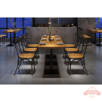 美式實木方桌咖啡廳奶茶店桌椅組合簡約鐵藝四方桌餐廳餐桌椅1016
