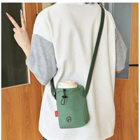 Tas Selempang Serut Mini Kapasitas Besar Nylon Shoulder Bucket Bag Phone Pouch Korean Style Handbag 