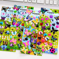 4 pcs/lot Kawaii Vivid Colorful Butterfly Ladybug 3D Puffy Sticker Cute Sticker Sheet Diy Scrapbooking Stationery Decor