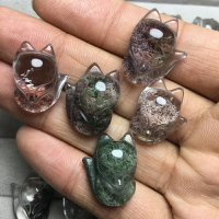 純天然綠幽靈狐貍吊墜彩幽靈狐仙項墜紅幽靈大頭狐掛件項墜招桃花