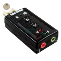 USB Sound Card 7.1 Channel Adapter TC-03 USB 2.0 Portabel dengan Mikrofon-Mute & Speaker-Mute untuk 