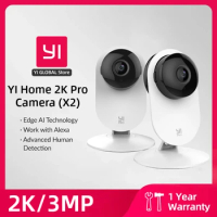 YI 2K Wifi Home Pro Camera 2pcs Kit with Night Vision IP Security Protection AI Powered Human/Sound Detection