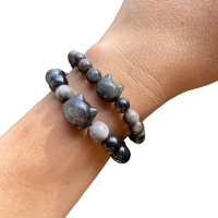 Gelang Kucing Hoki Black Obsidian Natural Premium