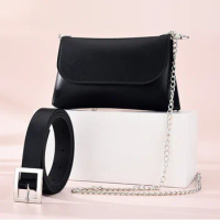 Ladies Fashion Belt Bag Belt Chain Belt Bag Mobile Phone Key Pouch Skirt Decoration Belt Bag PU Thin Designer Belt New 2021