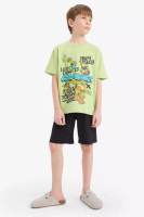 DeFacto Boys Ninja Turtles-Retro Pajamas Set Short Sleeve Top Shorts E6965A825Hs