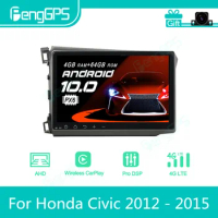 For Honda Civic 2012 - 2015 Android Car Radio Stereo Multimedia Player 2 Din Autoradio GPS Navigation PX6 Unit Screen Display
