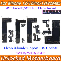 Tested For iphone 12 pro max board Clean iCloud Support iOS Update for iPhone 12 pro Motherboard placa with Face ID Logic Board