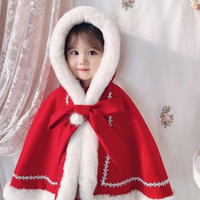 聖誕節兒童服裝寶寶披肩外套聖誕主題衣服女童斗篷披風秋冬季防風