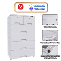 V-BABYCARE Lemari Pakaian/Lemari plastik/Laci Plastik/Kabinet Drawer Storage Cabinet Ukuran Jumbo 5