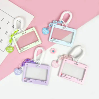 Acrylic Card Holder Student Cartoon Sliding Cover Card Bag Game ID Card Hanging Piece Anti Loss Hard Shell Chest Badge Meal Card
