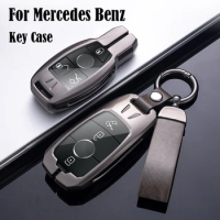 For Mercedes Benz E300L Key Case C260L E-Class GLA200 GLB200 GLC GLE 2021 Car Key Bag Galvanized Alloy Case Car Accessories