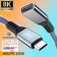 lightning 4 Extension Cable lightning 4 Type C 40Gbps USB-C Male To Female Monitor DP Video Dock Station USB4 Extend Cord