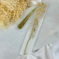Penanda buku resin gradasi mutiara 1 unit dengan hiasan rumbai, hadiah Hari Idul Fitri, dekorasi unt