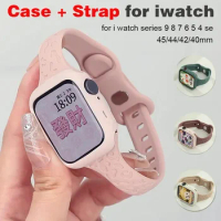 Case+Strap TPU protective cover silicone band for Apple watch 44mm 45mm 41mm 40mm 42mm iWatch Series 9 8 se 7 6 5 4 3 2 1