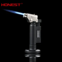 HONEST Creative Double Flame Welding Gun Gas Lighter Safety Lock Switch Jet Fire Open Fire Switching BBQ Kitchen Cigar Lighters
