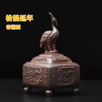 【A&R】招財松鶴延年陶瓷香爐 附葫蘆香插(開運 送禮 祈福 拜拜 淨化 除穢 香薰爐 臥室用香 禮佛)