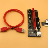 50PCS 009s PCI Express USB3.0 Cable Riser Card 1x to 16x PCIE Extender SATA 6Pin 4Pin IDE Molex Power for BTC Miner Mining 2 LED