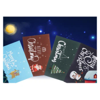 3D Merry Christmas Greeting Card with Envelope Blank Cards Santa Claus Skiing X'mas Gift Postcard Holiday Party Invitation
