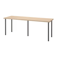 LAGKAPTEN/ADILS 書桌/工作桌, 染白橡木紋/深灰色, 200 x 60 公分