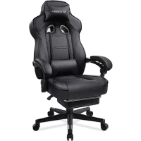 Ergonomic High Back Gaming Chair with Footrest Lumbar Support Adjustable Armrests Office Computer Racing Chair Black 27.16D x