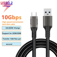 10Gbps USB3.2 to USB Type C SuperSpeed Data Cable for SSD M2 Enclosure NVME M2 3A Fast Charging Type C Cable For Samsung Xiaomi