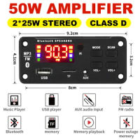 2*25W amplifier MP3 Player Decoder Board 18V Bluetooth 5.0 50W amplifier Car FM Radio Module Support TF USB AUX