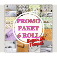 PAKET 6 ROLL / BAYAR DI TEMPAT | Terlaris Wallpaper Sticker Dinding Murah Motif Serat Kayu Putih Abu