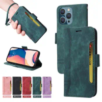 200pcs/Lot Flip Maginetic Leather Phone Case For iPhone 14 Plus 13 12 Mini 11 Pro XS Max XR 7 8 6S Wallet Card Slots Cover