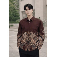 Swipe Up Kemeja Batik Pria Modern Slimfit Lengan Panjang Prabu Mahogany L Prabu Mahogany