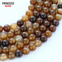 Natural Coffee Agate Chalcedony Stone Beads for Jewelry Making Bracelet Necklace DIY Beads Wholesale Charm Seed Beads Accessori