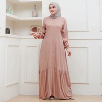 LC - Gamis Rayon Twill Premium Tebal Gamis Rayon Polos Super Baju Muslim Busui Kancing Depan M Coksu