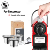 i Cafilas for Nespresso Inissia &amp; Pixie Coffee Machine Reusable Coffee Capsule Stainless Steel Coffee Pod Filters with Spoon