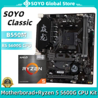 SOYO AMD B550M With Ryzen5 5600G CPU Full New Gaming Motherboard And Memory Processor Kit M.2 Nvme/Sata Stable Dual-Channel DDR4